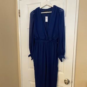 Banana Republic Womens Balloon Sleeve Chiffon Flowy Jumpsuit, Blue, size 0.